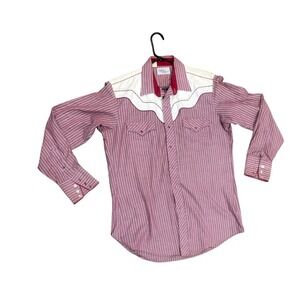 VTG Kenny Rogers Western‎ AS IS by Karman Red Stripe Pearl Snap Button Down